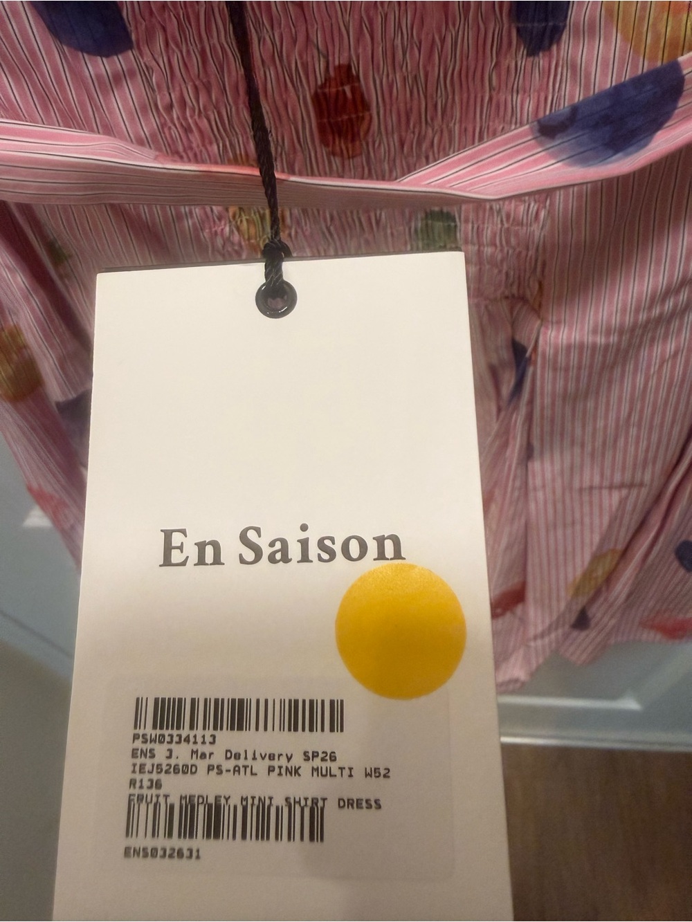 En Saison Pink Fruit Print Tie Waist Dress Size S NWT Summer Festival 🍒 - Picture 7 of 7